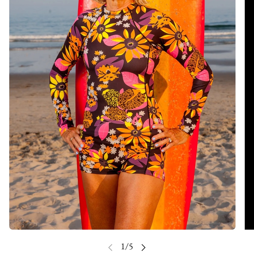 Floral Long Sleeve One Piece Swimsuit
